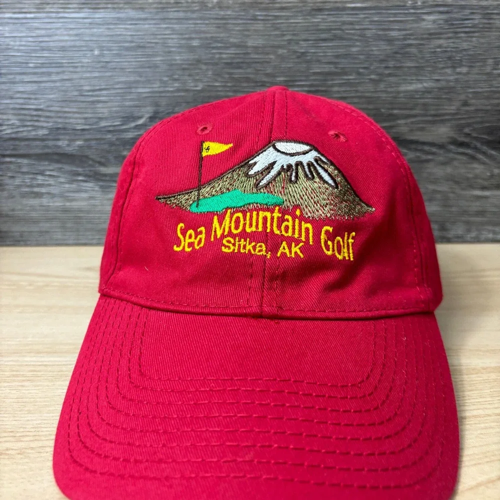 Sea Mountain Golf Hat Cap Strap Back‎ Red Sitka Alaska Adjustable